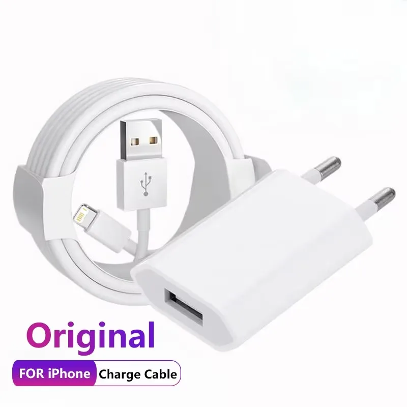Cargador de pared USB Original de la UE, datos USB para iPhone 15, 14, 13, 12, 11 Pro Mini 8 Plus XR X XS SE, Cable de datos de carga