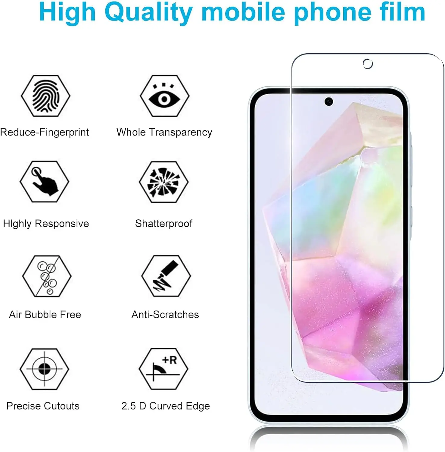 Protector de pantalla de vidrio templado de 2/4 piezas para Samsung Galaxy A55/A35 5G - Cubierta protectora transparente antihuellas - imagen 3