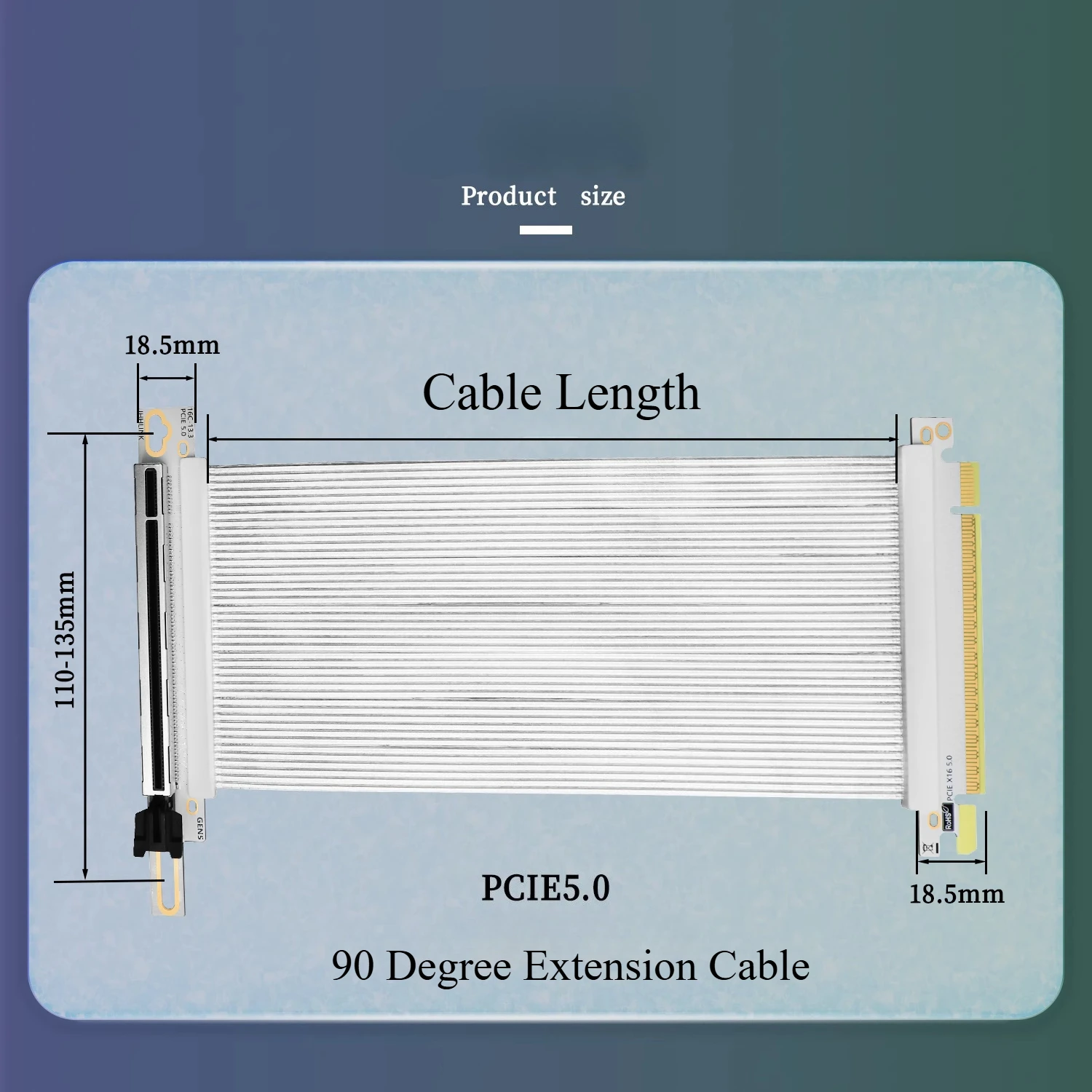 Nuevo Cable elevador PCIE 5,0 16X blanco de 10-50CM PCI Express 5,0 extensor de tarjeta gráfica Flexible Gen5 de alta velocidad 90 °   Adaptador GPU - imagen 4