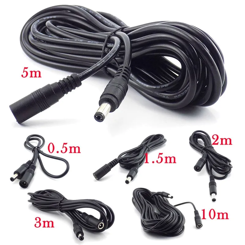 0,5/1,5/2/3/5/10M 12V 20AWG Cable de alimentación CC Cable de extensión hembra a macho adaptador de enchufe cables de alimentación 5,5x2,1mm para cámara CCTV C5 - imagen 2