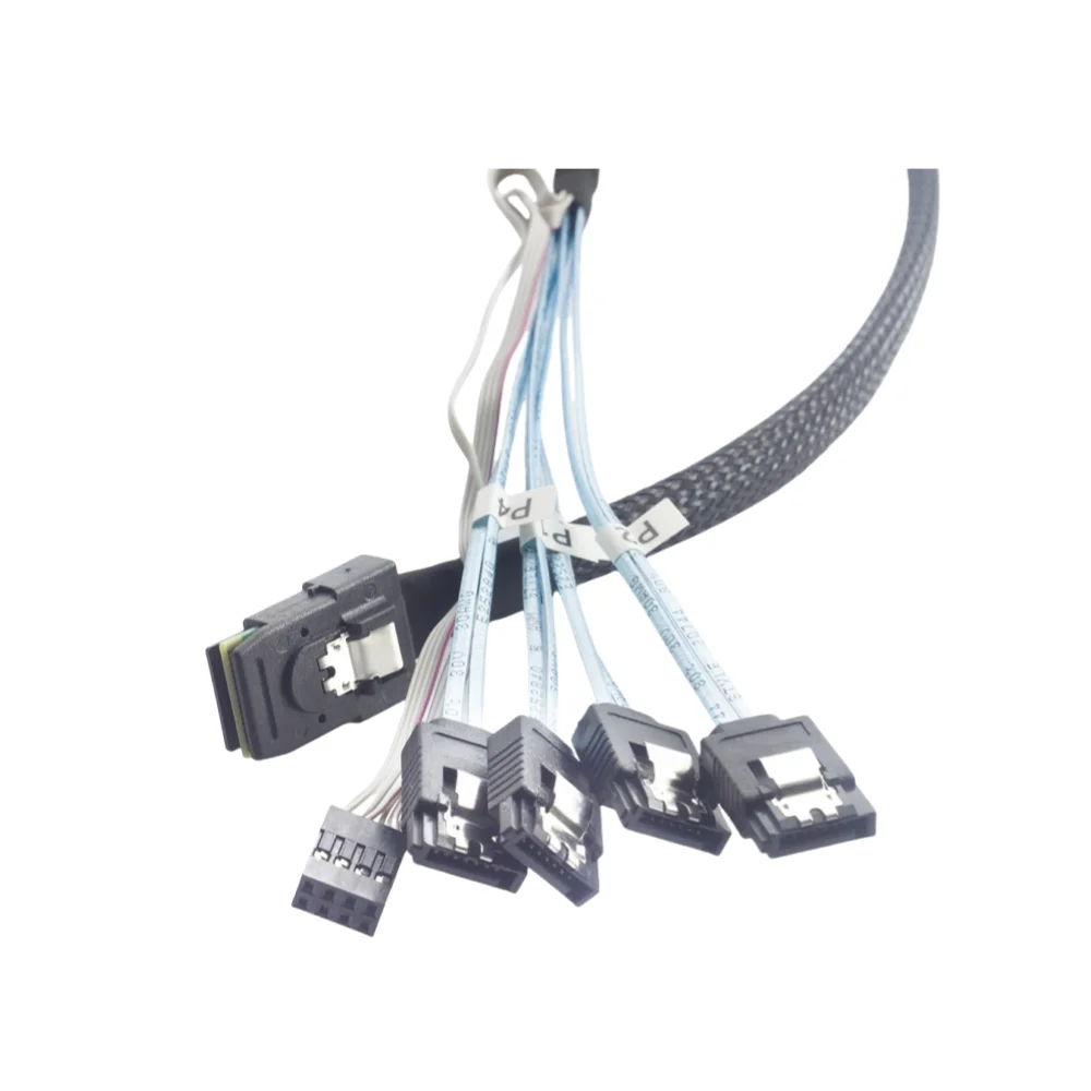 Mini Sas SFF-8087 a 4 SATA con cable de almacenamiento de servidor de energía de carga lateral de banda lateral-resistencia de alto voltaje 300V DC - imagen 2