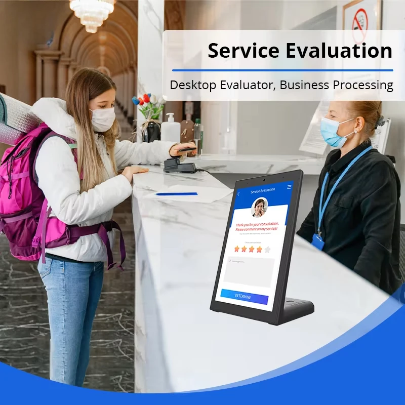Tableta independiente con retrato en forma de L para escritorio, pantalla táctil Ips de 8 pulgadas, Terminal Pos, tableta para habitación de Hotel con puerto serie RJ45 - imagen 5