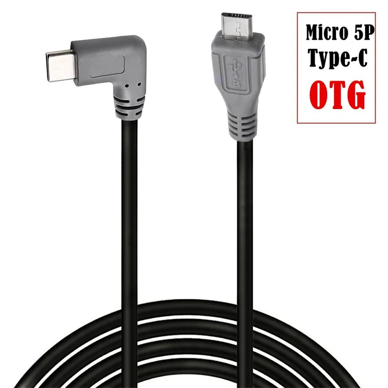 100cm Micro 5P macho/Mini B macho a ángulo de 90 grados izquierda derecha tipo c macho convertidor OTG adaptador Cable de datos - imagen 2