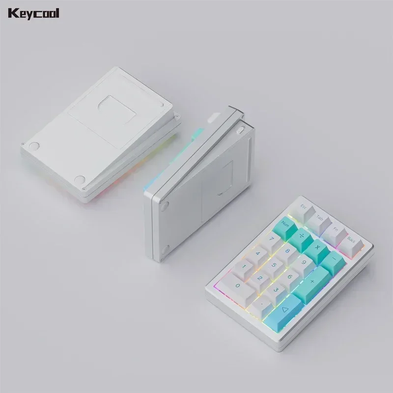 Keycool-Mini teclado mecánico K21MAX de aleación de aluminio, inalámbrico, tres modos, teclado numérico RGB, intercambio en caliente, PBT, regalos de oficina - imagen 5