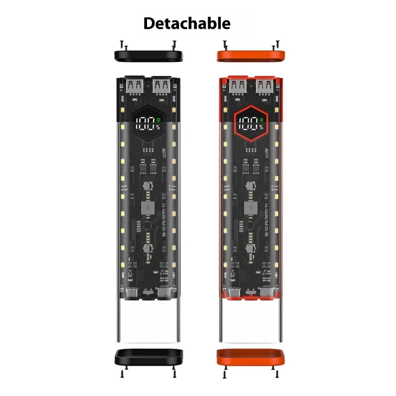 Caja de batería 21700 con 8 ranuras, Kit DIY, cargador de Flash de carga rápida transparente, caja de batería, salida USB tipo C - imagen 2