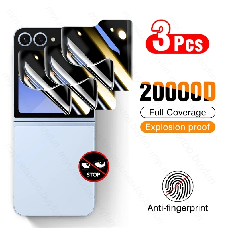 ZFlip6-Película de hidrogel con pegamento completo 999D, Protector de pantalla trasera para Samsung Galaxy Z Flip6 ZFlip 6th Flip 6 5G, sin cristal, 3 uds.