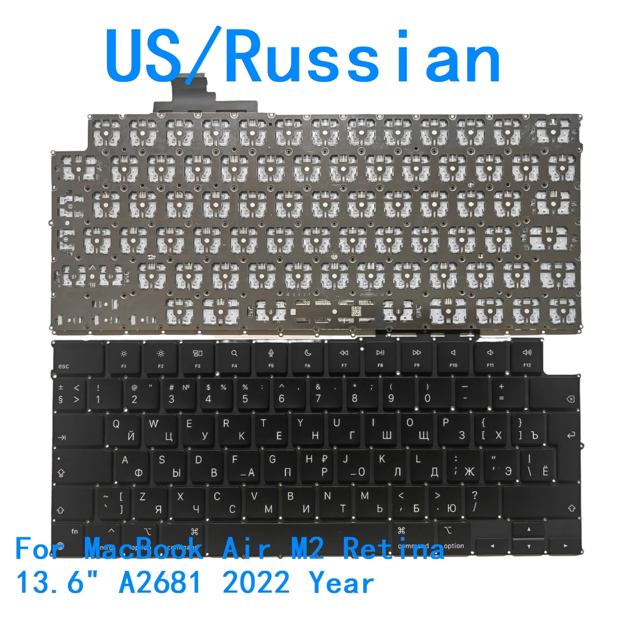 Nuevo teclado en idioma ruso de EE. UU. para Apple MacBook Air M2 Retina 13,6 "A2681 2022 año teclado de repuesto para PC portátil