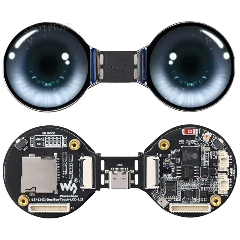 ESP32-S3 AI desarrollo ocular electrónico Doard DualEye TouchEye pantalla táctil LCD de 1,28 pulgadas pantalla redonda N16R8 Robot de muñeca de juguete - imagen 3