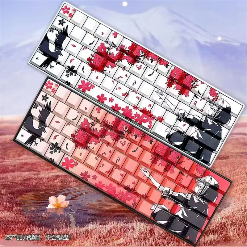 Teclado mecánico PBT Cherry Keycap para Gamer, 129 teclas, impresión lateral, retroiluminado, RGB, gradiente, interruptor Mx magnético para chica, para ATK68 Wotting - imagen 2
