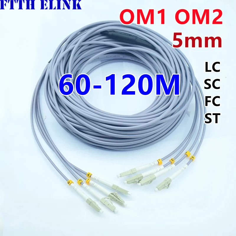 Cable de conexión de fibra 4 núcleos blindado SC LC FC ST UPC APC 4C impermeable multimodo 4 fibras cable de puente óptico ELINK ftth 60-120M 100M