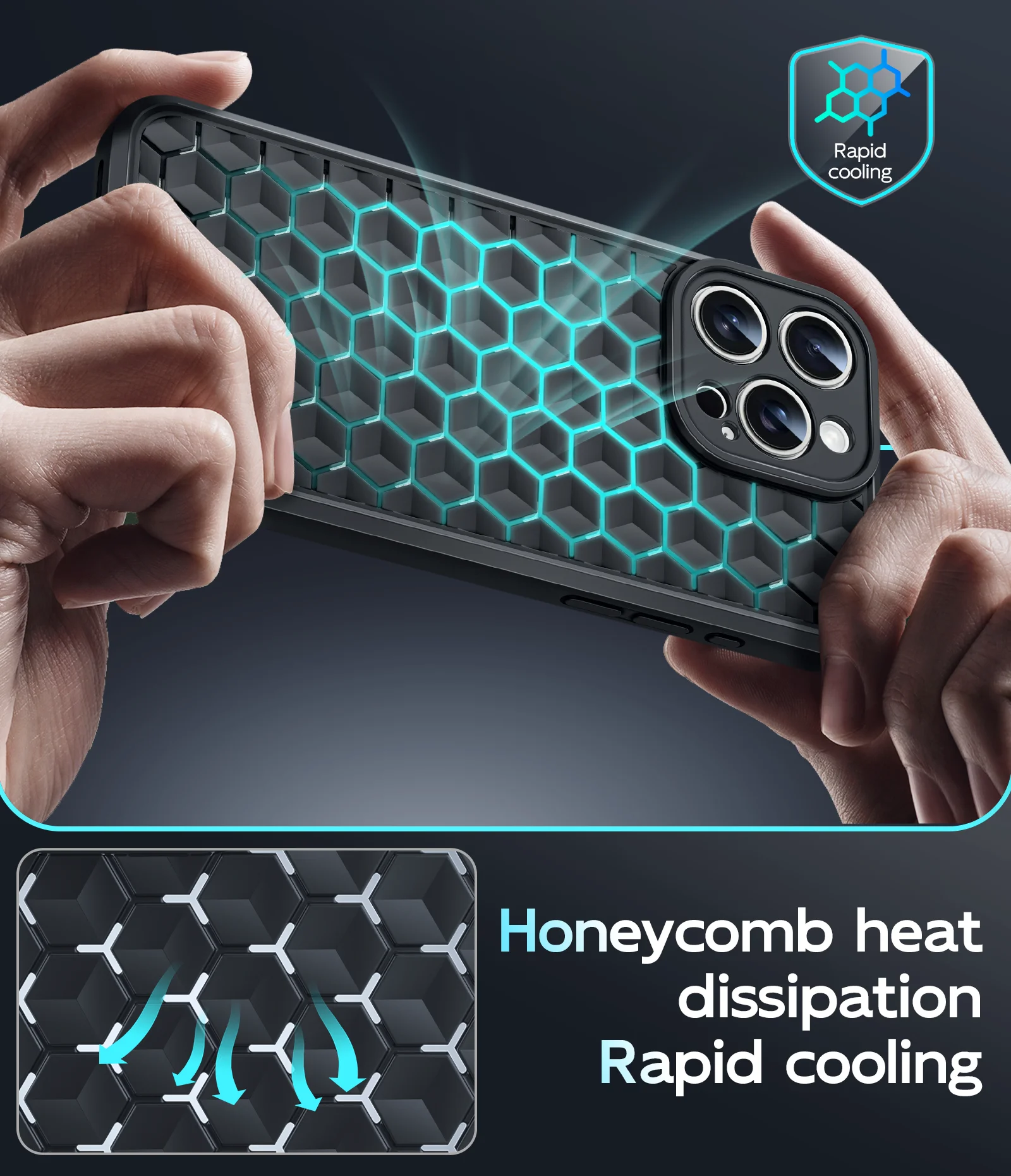 Funda de teléfono de silicona con disipación de calor, accesorios de panal para iPhone 15 Pro Max 14 Plus 13 12 11 15Pro 14Pro 13Pro - imagen 3