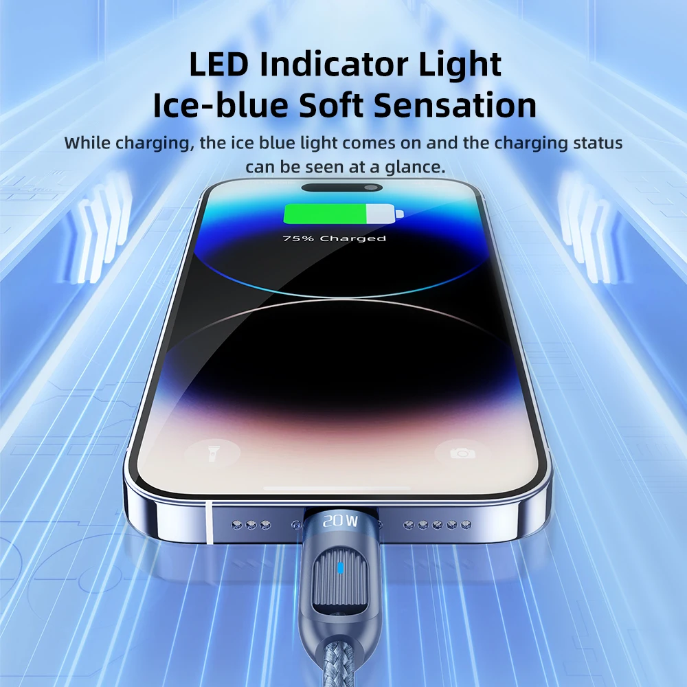 Toocki PD 20W tipo C a Lightning Cable cargador rápido para iPhone 14 13 12 11 Pro Max Plus XR XS Cable de carga telescópico de resorte - imagen 2