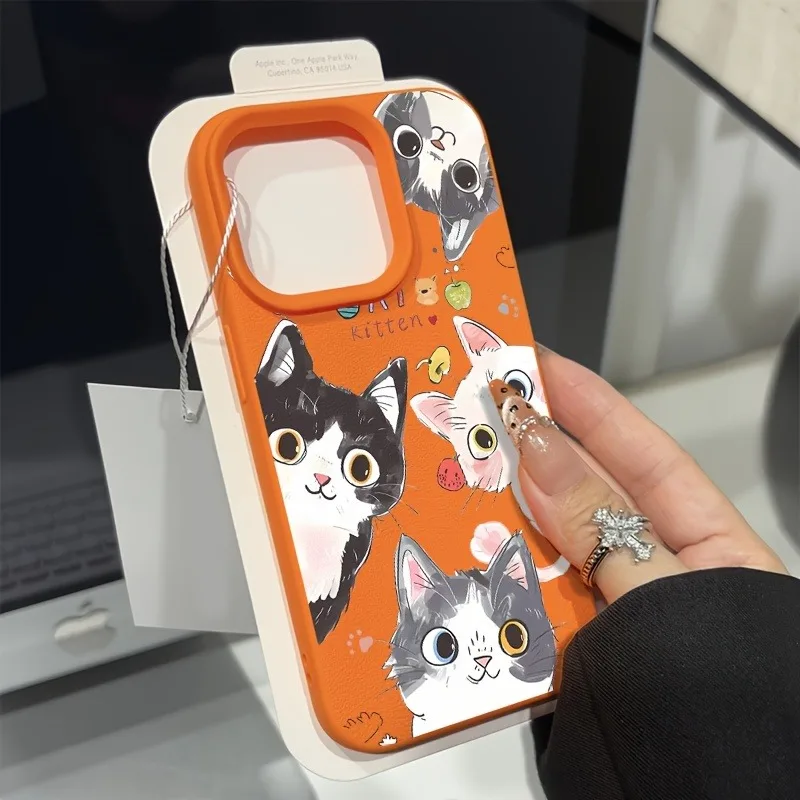 Funda de teléfono con diseño de lichi de gato bonito para iPhone 17 16 15 14 13 12 11 Pro Max XS X XR 16 Plus 17 Air 16E, funda suave de TPU a prueba de golpes - imagen 2