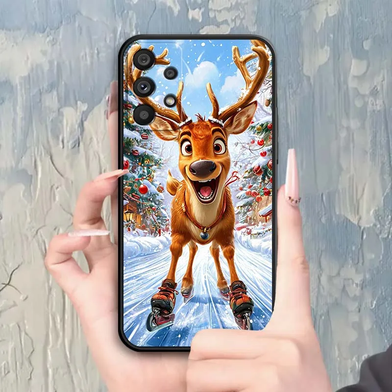 Ciervo luminoso regalo de Navidad para Samsung A73 A72 A71 A55 A54 A53 A52 A51 A13 A22 A16 A15 A05s A14 A05 A06 5G funda de teléfono negra - imagen 5
