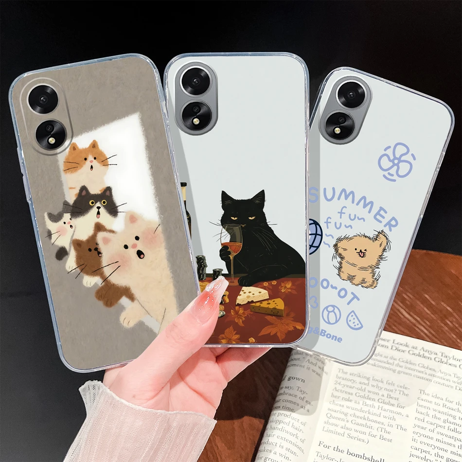 Para Oppo A38 A18 4G funda varios estilos suave transparente delgada TPU funda trasera de silicona para teléfono Oppo A 38 A 18 parachoques ligero - imagen 2