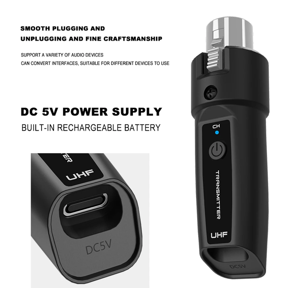 Convertidor de micrófono inalámbrico XLR o 6,5, transmisor y receptor, sistema para micrófono dinámico, guitarra eléctrica, Bas - imagen 5