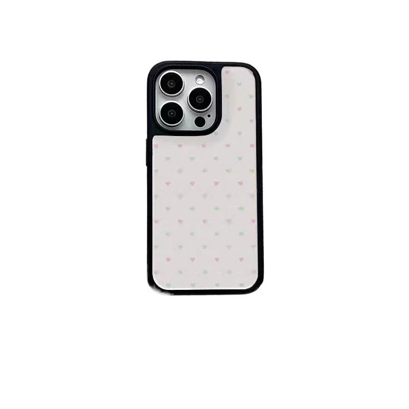 Ins lindos corazones coloridos borde plateado funda de teléfono epoxi TPU funda de teléfono anticaída para iPhone XR/11/12/13/14/15/16/17 Pro Max - imagen 5