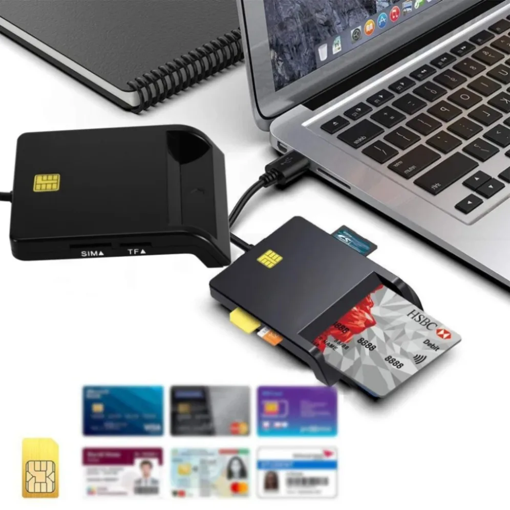 Lector de tarjetas inteligentes USB todo en 1 para tarjetas bancarias IC/ID EMV SD TF SIM MMC lectores de tarjetas USB-CCID ISO 7816 para Windows 7 8 10 sistema operativo Linux - imagen 3