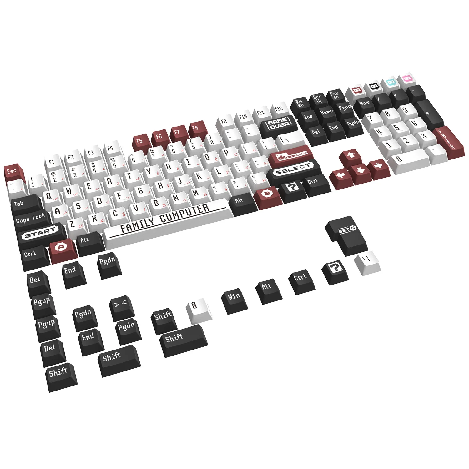 Teclas árabes Retro para ordenador familiar, 129 teclas, perfil OEM, sublimación de tinte, teclas PBT para teclado mecánico Cherry MX Switch - imagen 4
