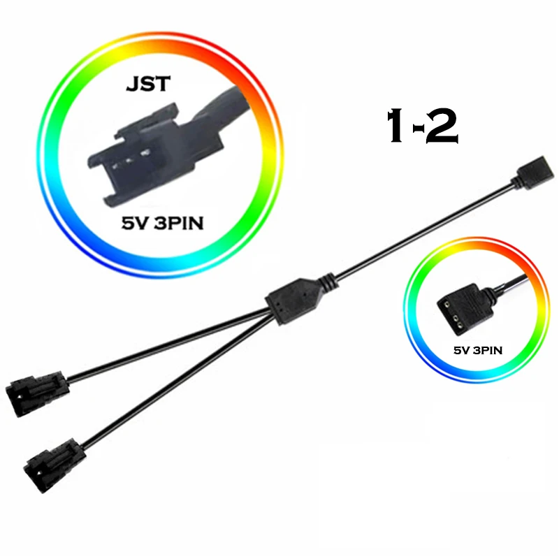 Phanteks-cable adaptador de sincronización RGB de placa base de ordenador, transferencia de cabecera JST, 12V, 4 pines, 5V, 3 pines, Cable de extensión macho a macho - imagen 2