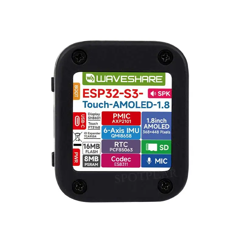 Placa de desarrollo ESP32 S3, pantalla táctil AMOLED de 1,8 pulgadas, reloj programable 368 × 448 QMI8658/MIC/Audio/Bat, Chat de voz AI - imagen 4