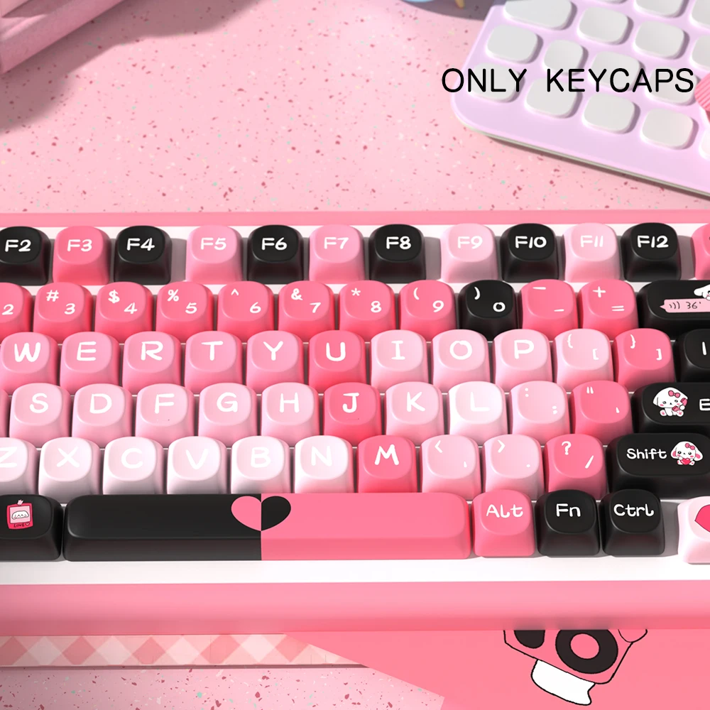 Teclas de corazón rosa con perfil MOA de 145 teclas, teclas PBT de aduana espacial 7U para teclado mecánico de jugador Cherry Mx Switch, teclas MCA - imagen 3