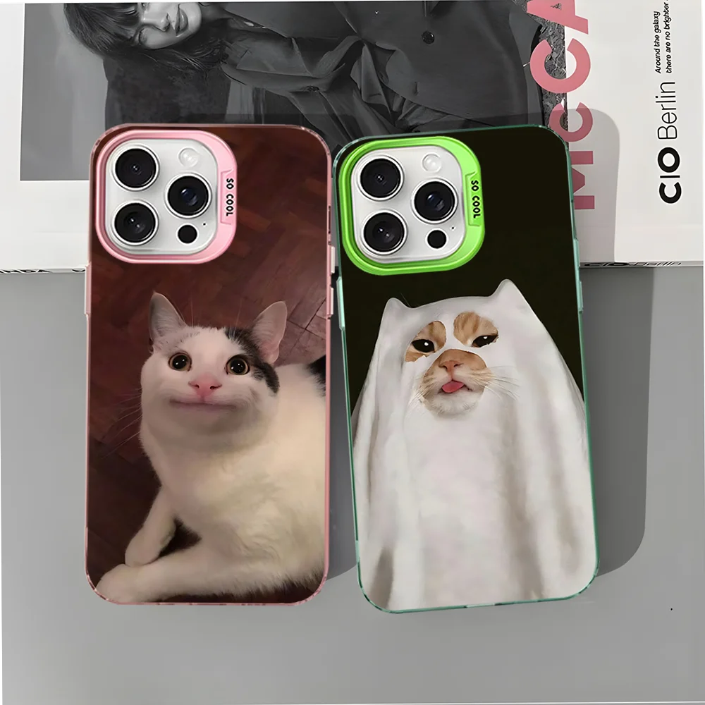 Funda de teléfono Network Pop Cute Cat MEME para IPhone 16 15 14 13 12 11 Pro Max X XR XSMAX 8 7 Plus, funda trasera mate a prueba de golpes - imagen 5