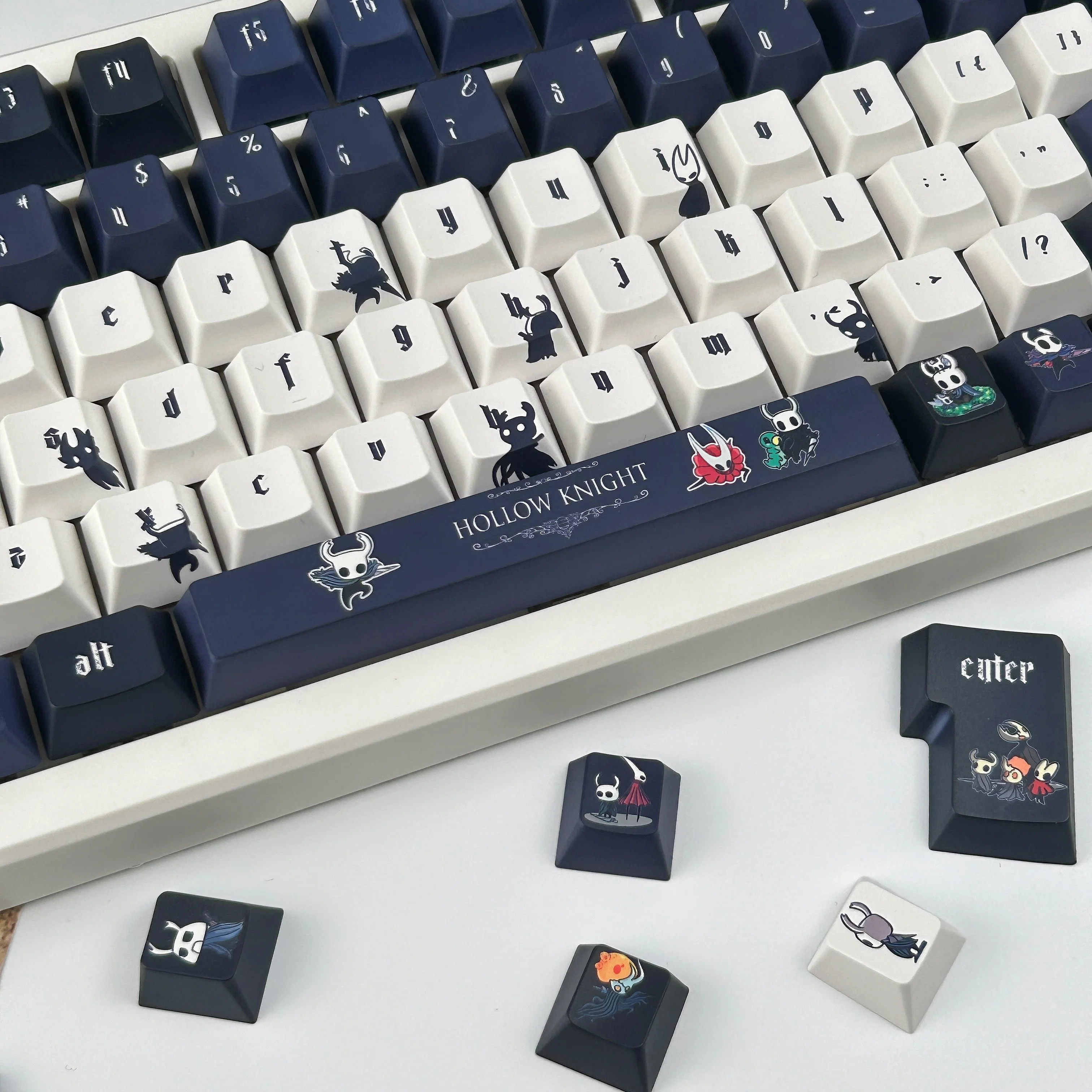 Teclas de caballero hueco MOA Cherry Profile PBT sublimación térmica juego personalizado Keycap azul oscuro negro estilo gótico tapas de teclado - imagen 2