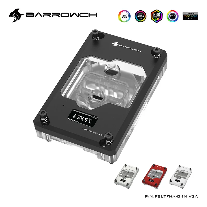 BARROWCH-enfriador de CPU para AMD RYZEN AM4/AM3 +/AM3/FM2 +, bloque de refrigeración por agua, negro, plateado, blanco, rojo, FBLTFHA-04N, V2A
