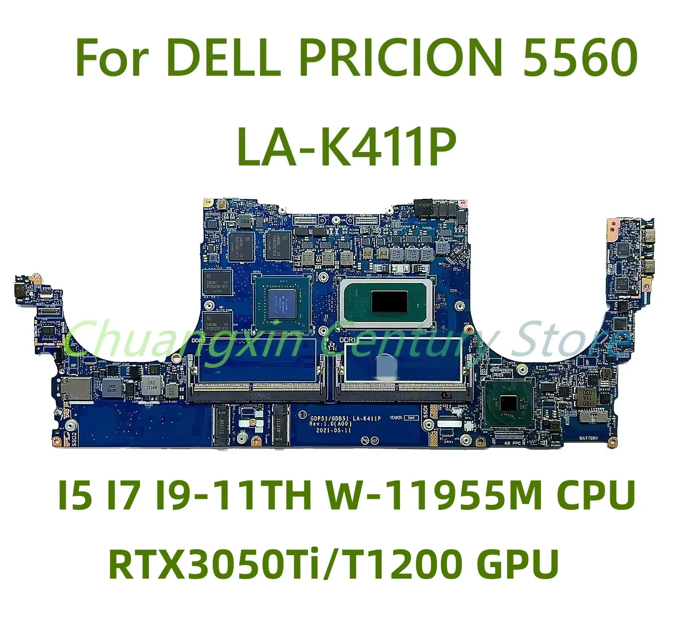 Placa base LA-K411P para portátil Dell PRICION 5560 con I5 I7 I9-11TH W-11955M CPU RTX3050Ti/T1200 GPU 100% prueba ok envío