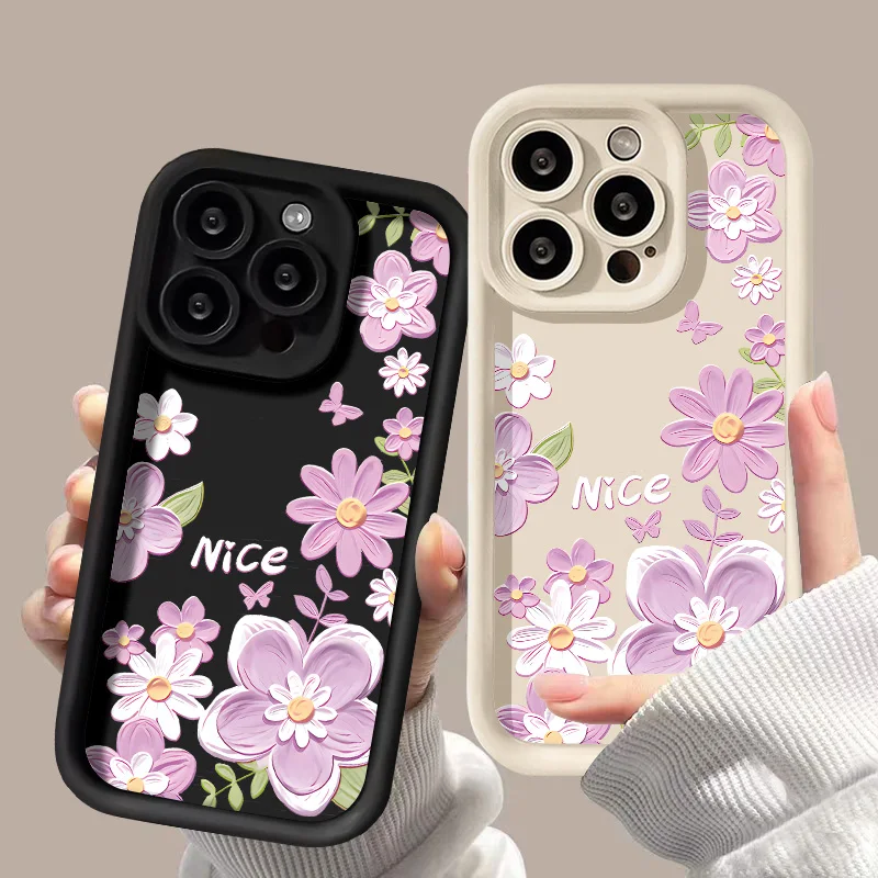 Funda de teléfono pintada con flores de TPU suave para iPhone 17 Pro Max 11 13 16 15 14 12 Air 16E 17promax 16promax Fundas a prueba de golpes - imagen 2
