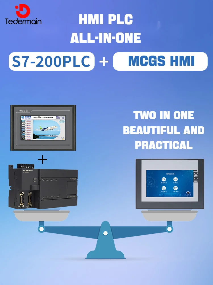 Gongbei-dispositivo todo en uno de 7 "PLC HMI, 4 entradas analógicas y 2 salidas analógicas Comp atible con Siemens SMART S7-200 PLC S7 V4.0 - imagen 2