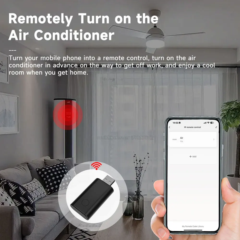 Mando a distancia WiFi IR Alcance máximo de transmisión de 12 m 360 °   Transmisor infrarrojo USB Tuya IR de cobertura total para luz de ventilador de CA de TV - imagen 3