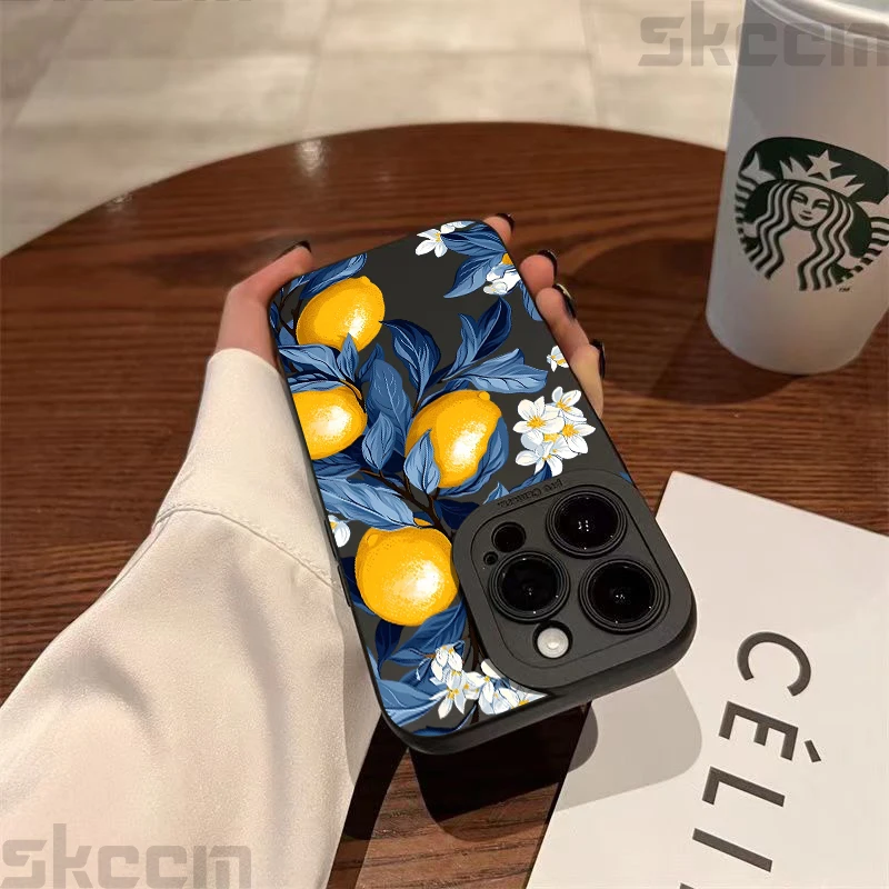 Funda de teléfono de silicona con diseño de fruta y limón para iPhone 16 16E 15 14 13 12 11 Pro Max X XS Max XR 7 8 15 16 Plus, funda suave - imagen 4