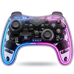 Controlador Switch Transparente RGB Turbo Multiplataforma Despertador