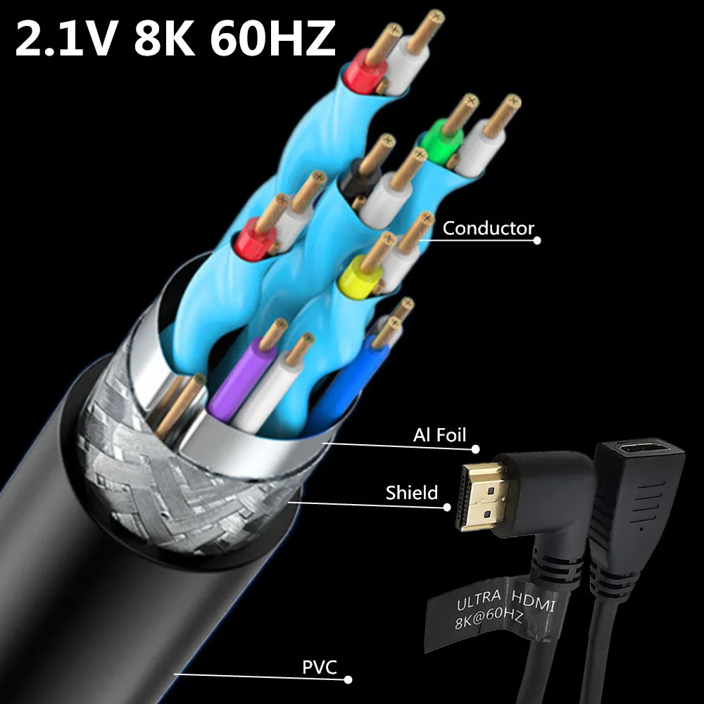Cable de extensión compatible con HDMI 8K, cable extensor HDMI de alta velocidad 8K60 4K120 144Hz cable conector adaptador macho a hembra - imagen 2