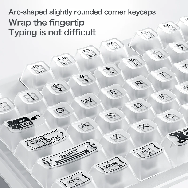 Teclado silencioso al 75% FREEWOLF M95 funda transparente esmerilada retroiluminada RGB, teclas de diseño de anime, silenciosas para juegos/oficina - imagen 5