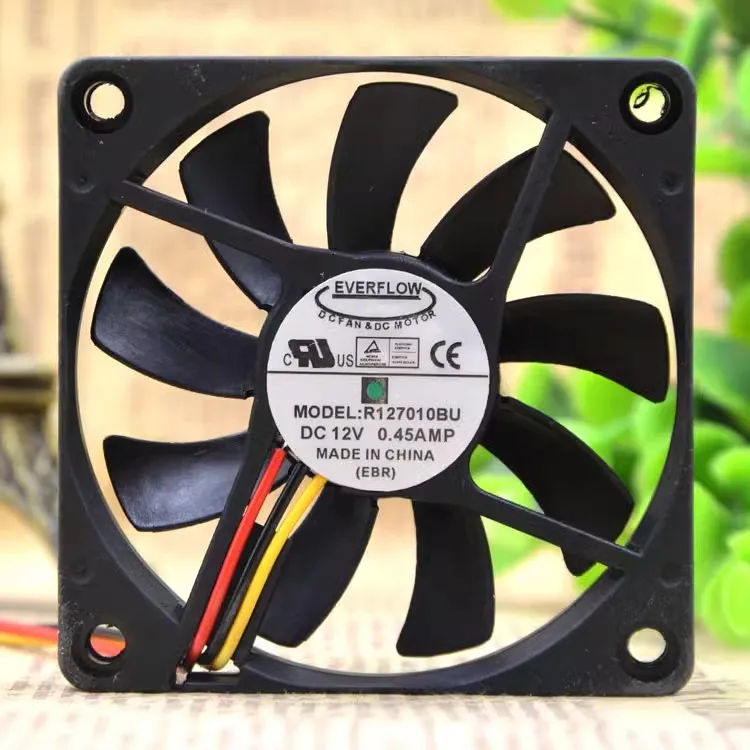 Enfriador de 3 líneas de 3 pines, 7cm, 70MM x 10MM, 7010 EVERFLOW R127010BU, 12V, 0.45A, ventilador de refrigeración - imagen 3