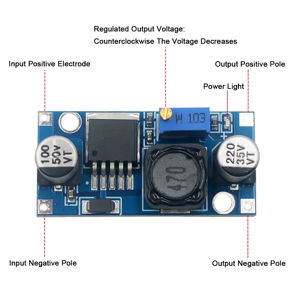 Convertidor Buck de CC a CC, 1/5/10 piezas, LM2596, 3,0-40V a 1,5-35V, módulo reductor de fuente de alimentación - imagen 2
