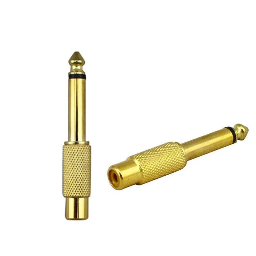 4 Uds RCA a 1/4 "adaptador de enchufe cuarto de pulgada TS 6,35 MM conector macho a RCA conectores hembra para guitarra con Cable auxiliar - imagen 5