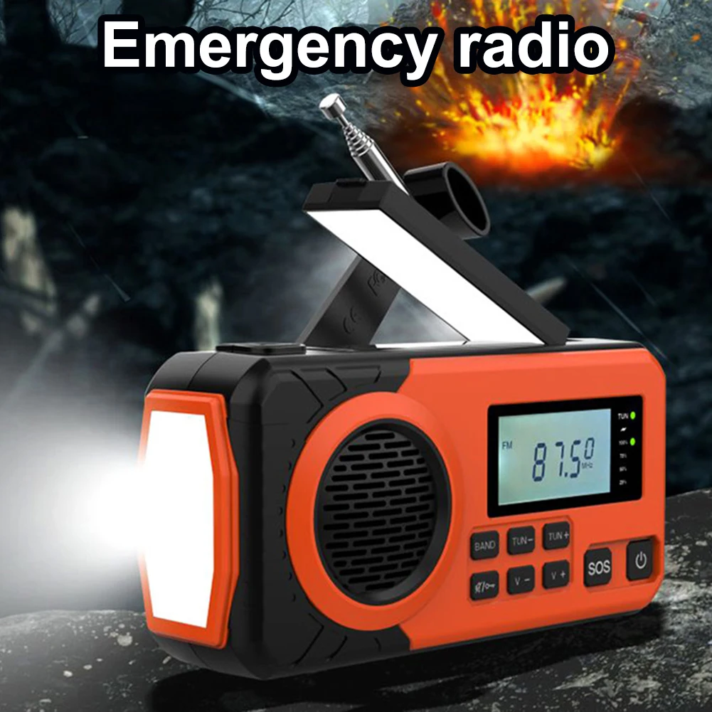 Radio portátil de energía Solar con manivela de 5000mAh, Radio meteorológica AM/FM/SW con alarma SOS, linterna, Powerbank, Radio de emergencia para exteriores - imagen 4