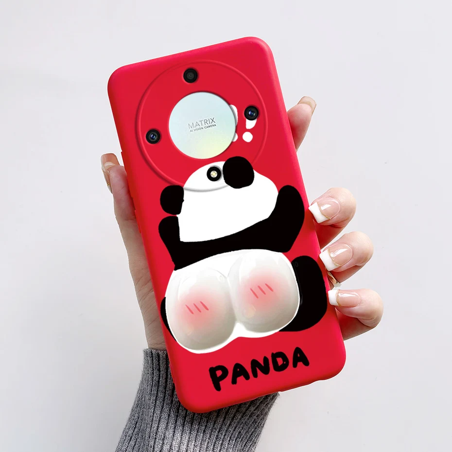 Un teléfono con una celda roja con un panda