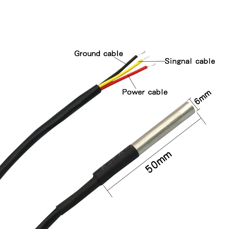 5 uds DS18B20 Sensor de temperatura 2M Sensor de temperatura impermeable con sonda de tubo térmico Digital de acero inoxidable para Arduino - imagen 5