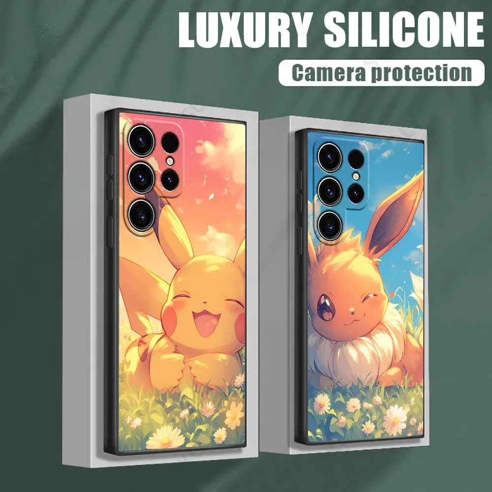 Pikachu Eevee lindo cielo a juego S25 funda para Samsung Galaxy S24 S23 S20 S21 FE S22 S25 Ultra 5G S10 Plus Note 10 20 funda de teléfono - imagen 2