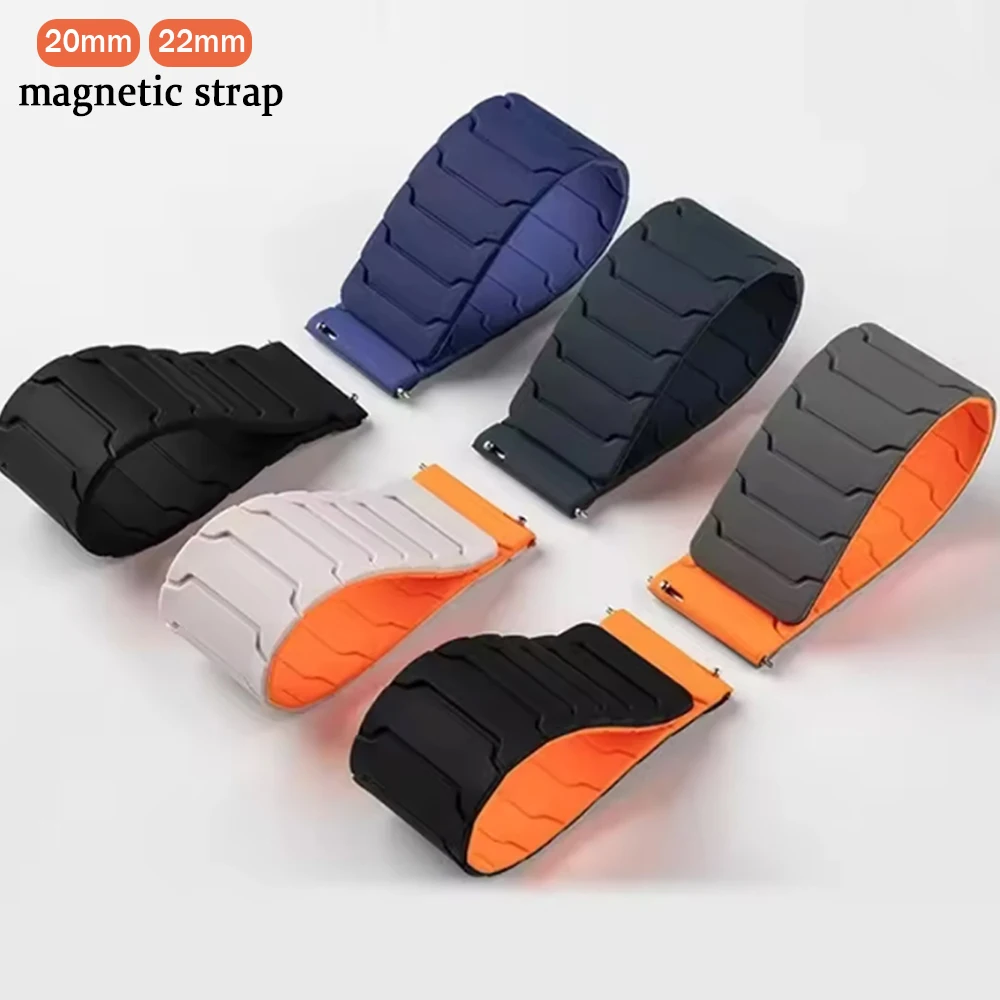 Pulsera magnética de silicona de 20mm y 22mm para Samsung galaxy watch 46mm 7 6/5/4 44/40mm 7 Ultra 47mm Correa Gear 3 Sport Active2 - imagen 2