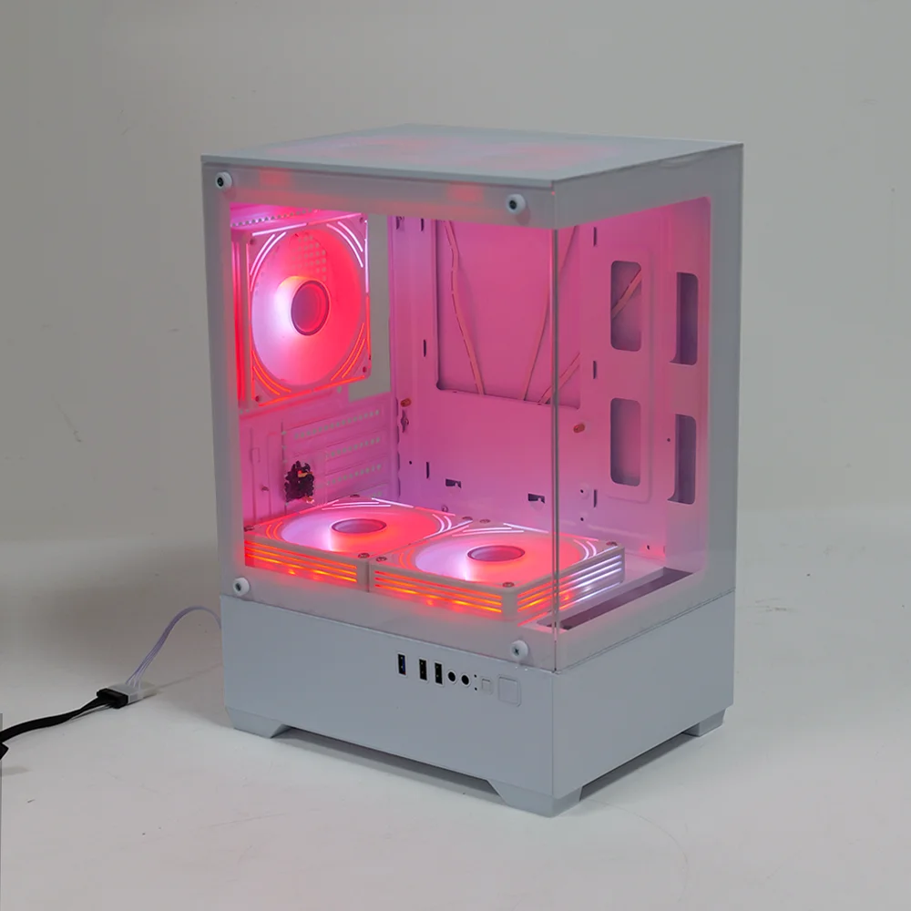 MANMU Cajas para computadora para juegos de torre media de vidrio templado Caja para mini pc Funda para PC Matx con 5 ventiladores - imagen 3