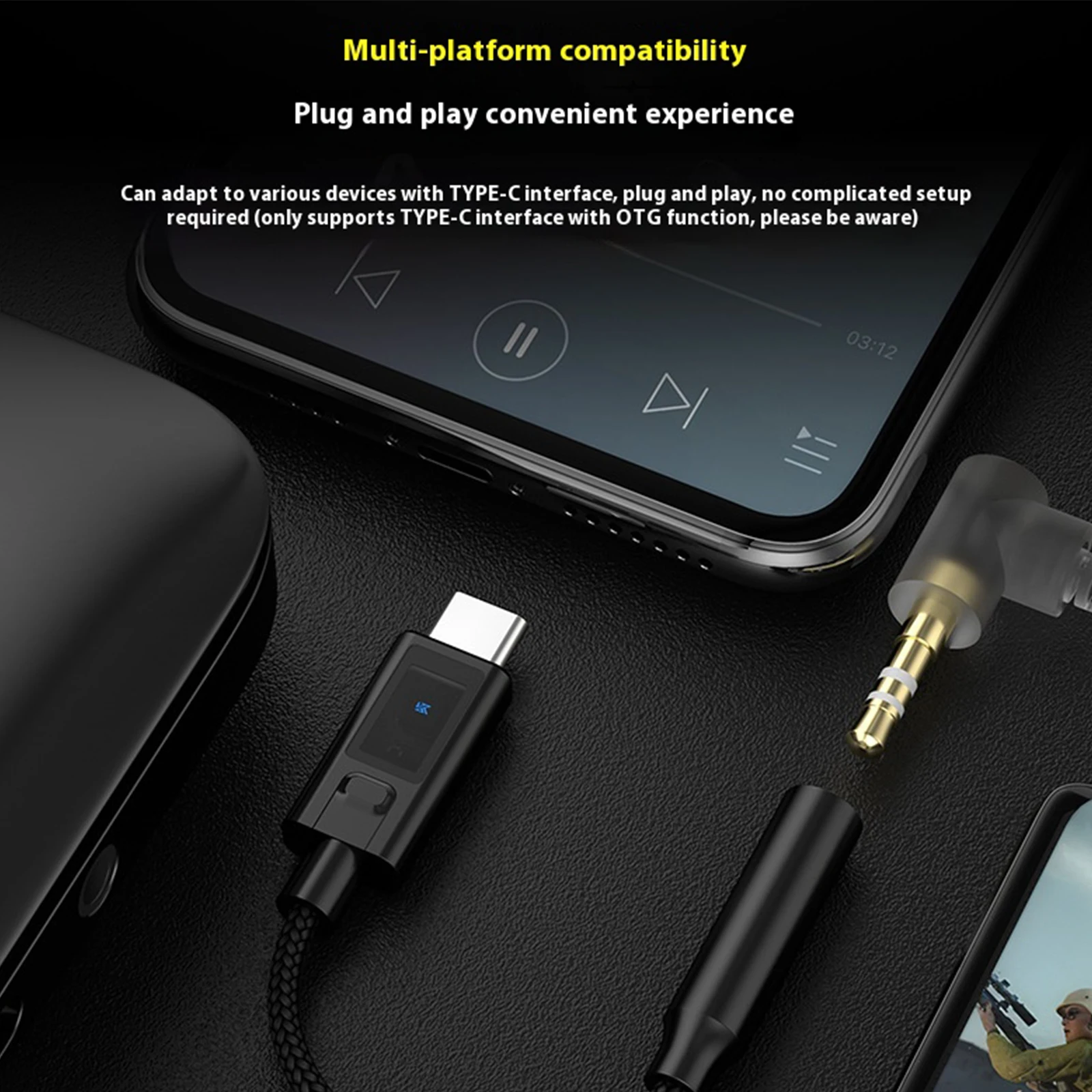 Decodificador Digital portátil, auriculares de sintonización EQ profesionales de 4 etapas, adaptador de Audio, Cable adaptador de auriculares para adaptador de amplificador de ordenador portátil - imagen 5