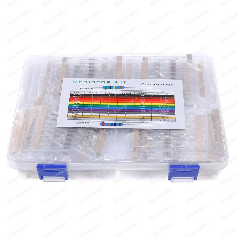Kit surtido de resistencias de película de carbono, caja de componentes electrónicos, paquete de resistencias con bolsa de PE, 1700 piezas, 170 valor, 1/4W, 5% ohm -22M - imagen 5