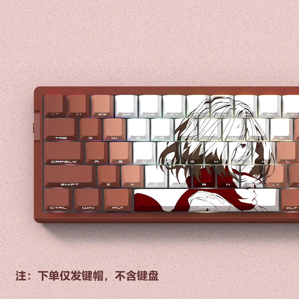 Teclas gigantes Mikasa con perfil de cereza, teclas de Anime translúcidas talladas en el lado PBT Dye-Sub para regalo de accesorios de teclado 60/61/68 - imagen 5