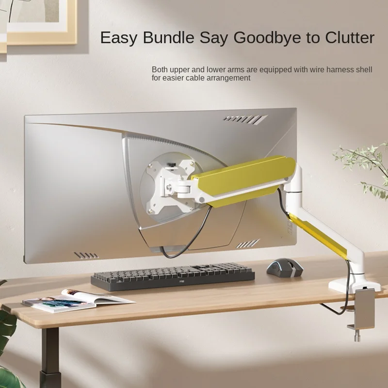 Soporte de brazo para monitor de escritorio HILLPORT - Soporte con resorte de gas de 14-34", soporte para monitores y televisores LCD/LED, giratorio/inclinación/rotación M1 - imagen 3